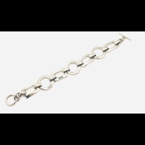 VINTAGE STERLING SILVER Circle and Rectangle Geometric Link Bracelet